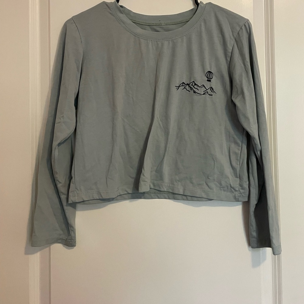 Sky blue Long Sleeve Crop Top